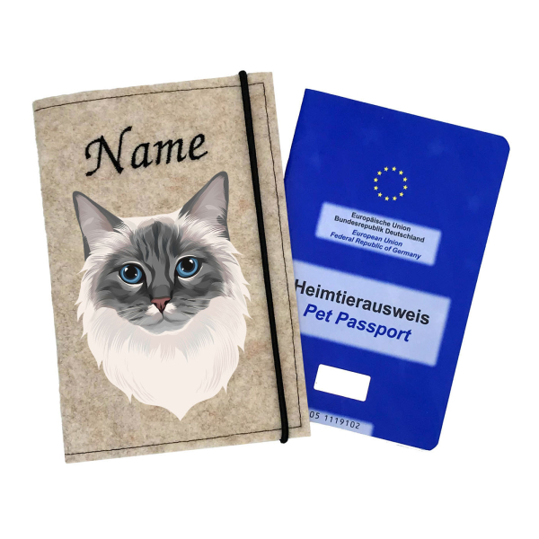 Impfpasshülle für die Heilige Birma blue tabby